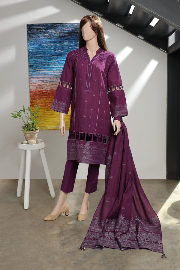 Unstitched Jacquard Cotton 2 Piece (Shirt/Dupatta)