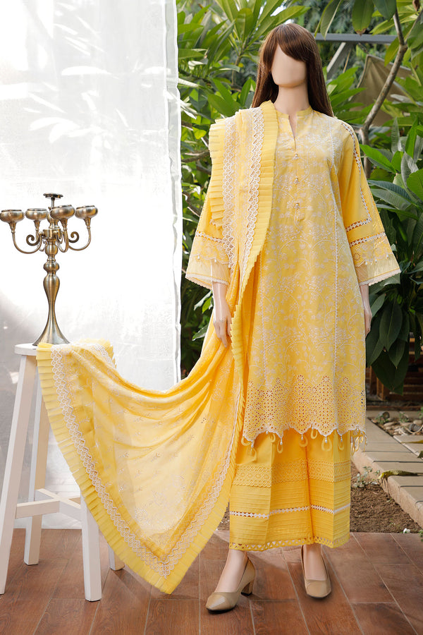 Unstitched Embroidered Chikankari Cotton 3 Piece