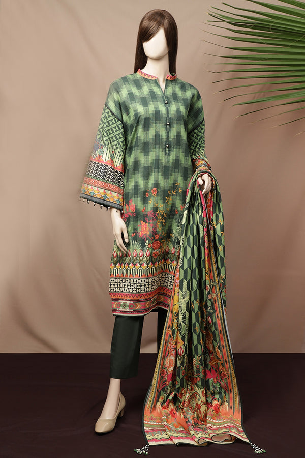 Unstitched Printed Khaddar 3 Piece