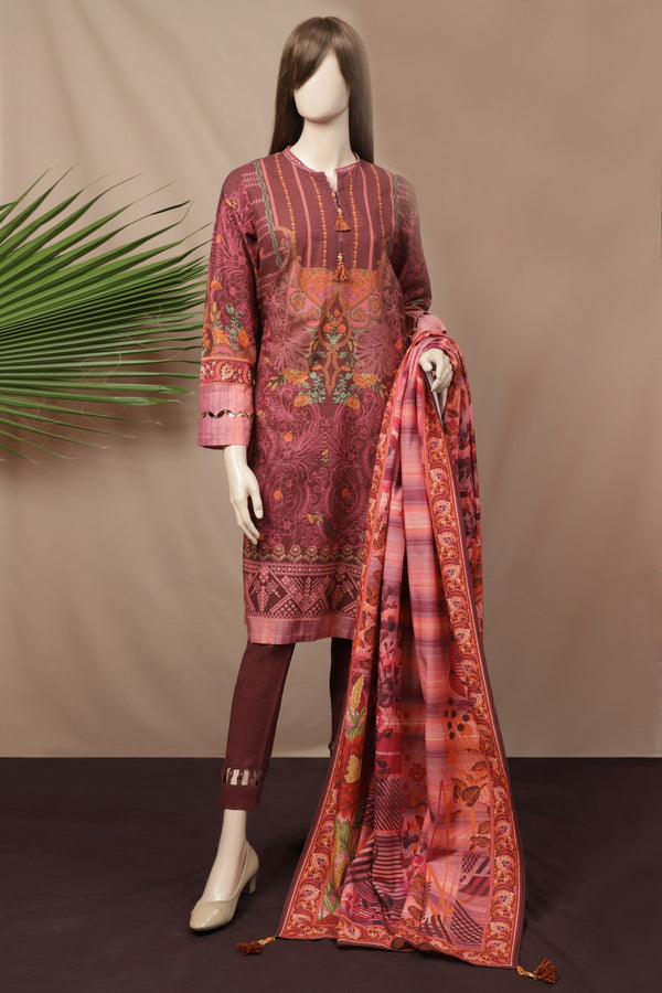 Unstitched Printed Khaddar 3 Piece