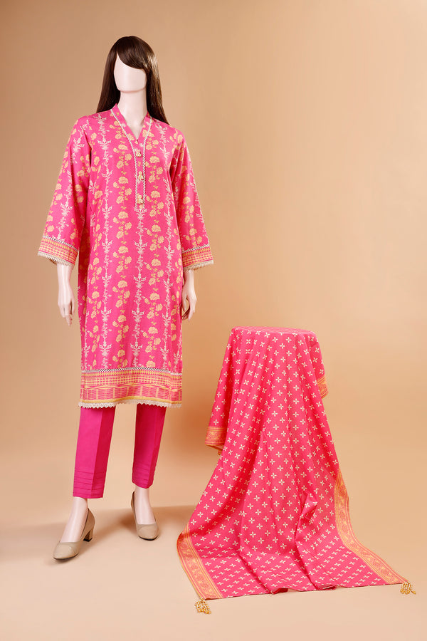 Unstitched Printed Khaddar 2 Piece (Shirt/Dupatta)