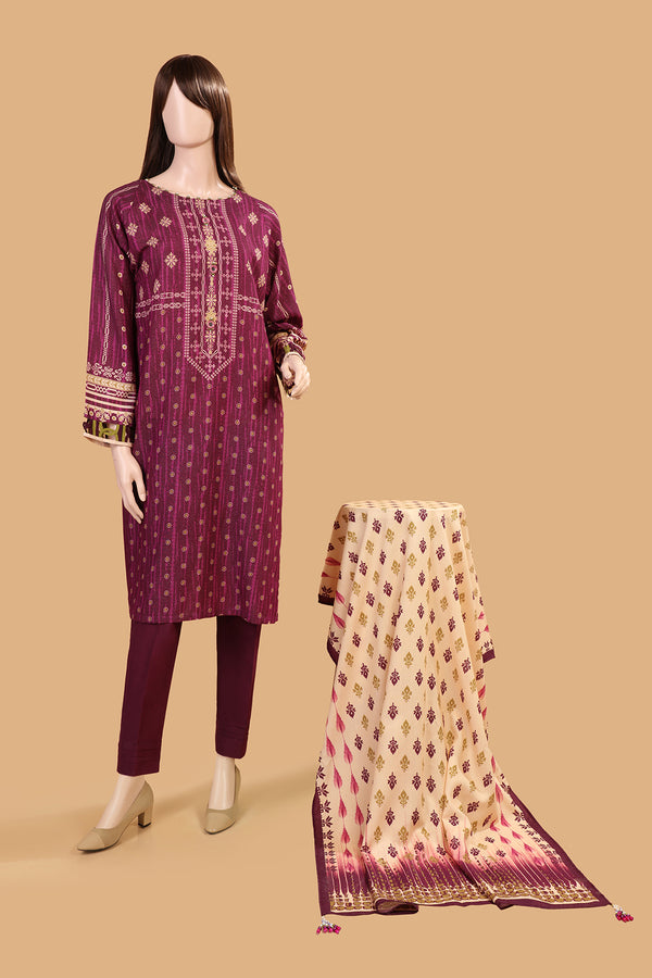 Unstitched Printed Karandi 3 Piece