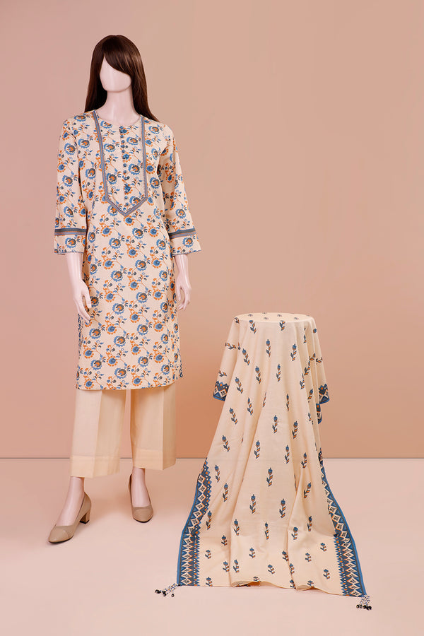 Unstitched Printed Khaddar 3 Piece