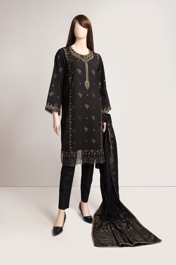 Unstitched Embroidered Cotton Jacquard 3 Piece