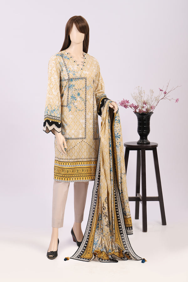 Unstitched Printed Lawn 3 Piece