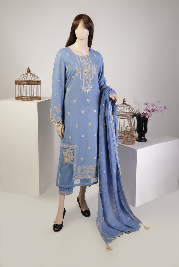 Unstitched Embroidered Self Lawn Jacquard 3 Piece