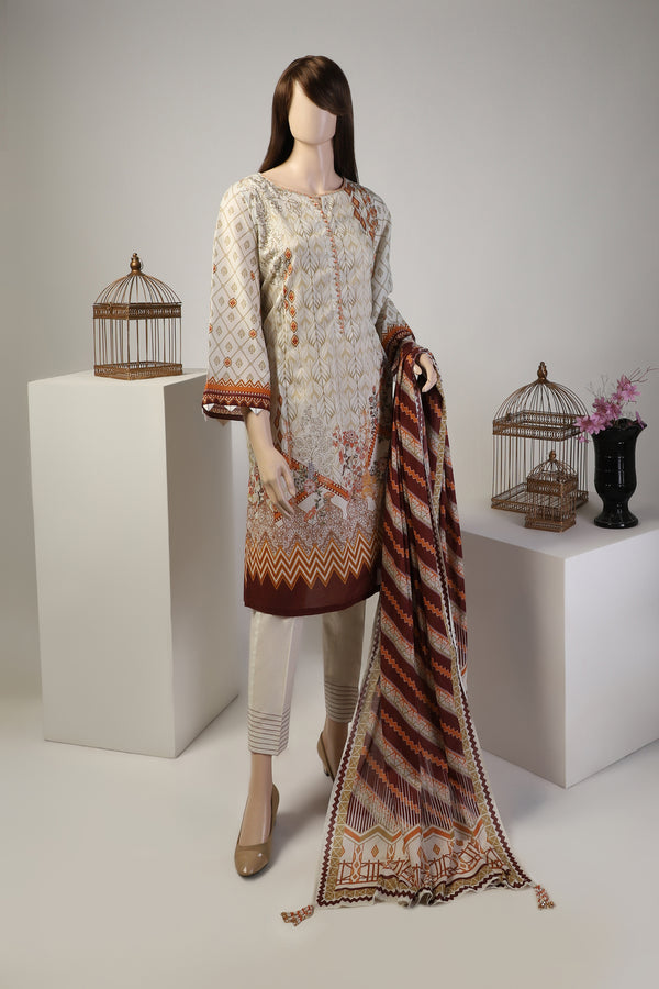 Unstitched Printed Lawn 3 Piece