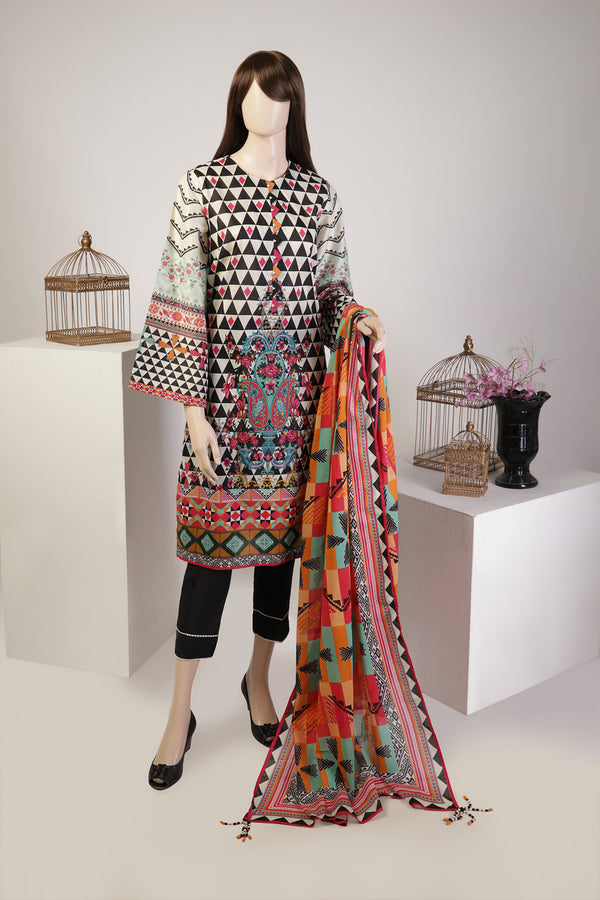 Unstitched Printed Lawn 2 Piece (Shirt/Dupatta)