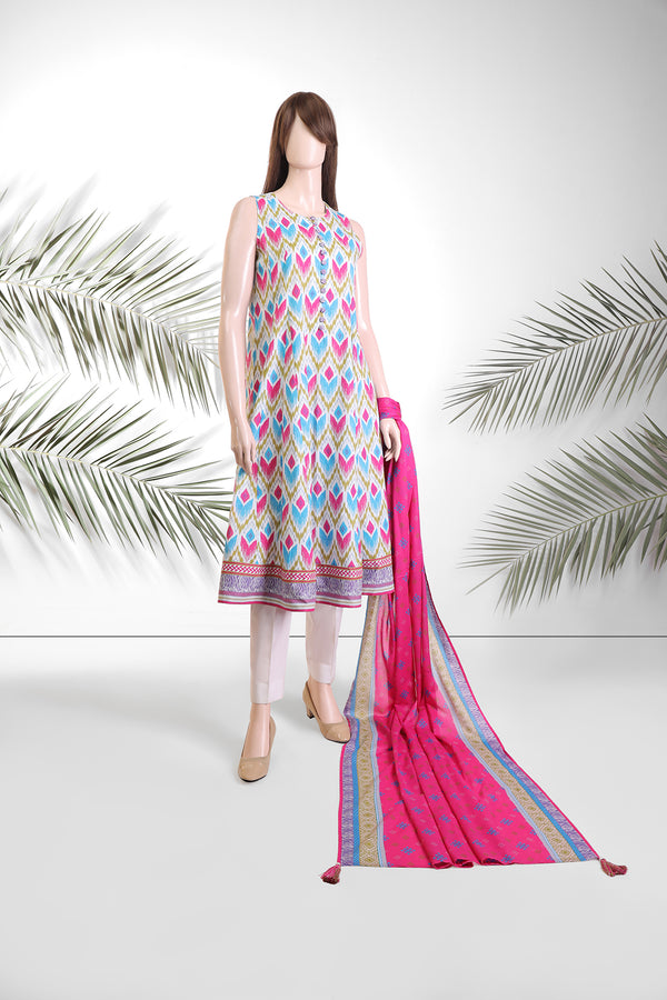 Unstitched Printed Lawn 2 Piece (Shirt/Dupatta)