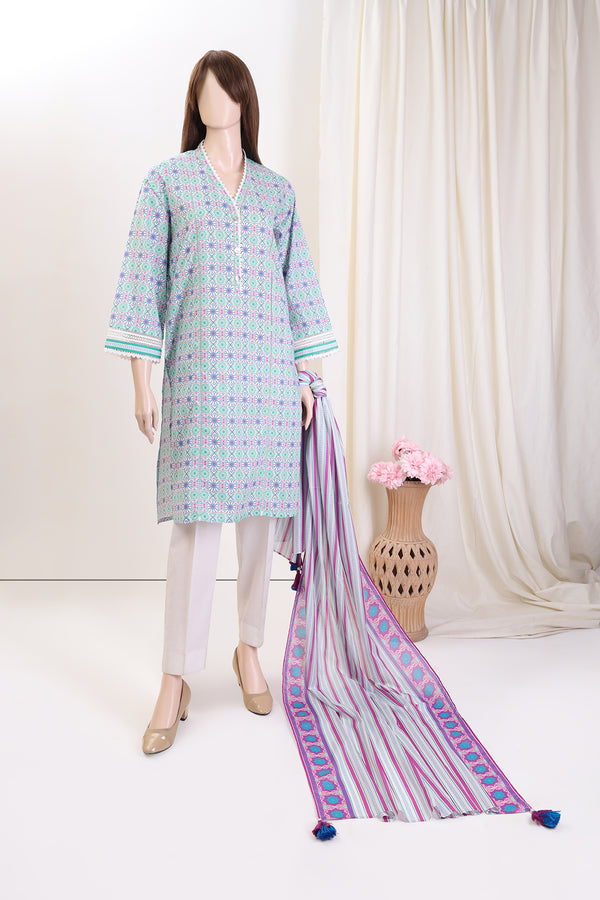 Unstitched Printed Lawn 2 Piece (Shirt/Dupatta)