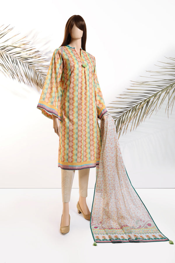 Unstitched Printed Lawn 2 Piece (Shirt/Dupatta)