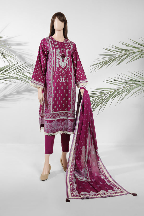 Unstitched Printed Lawn 3 Piece