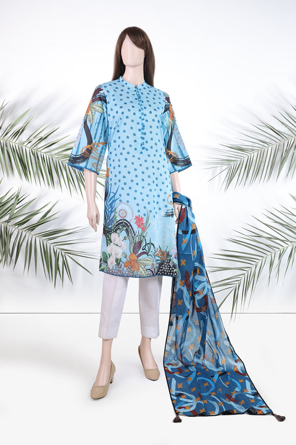 Unstitched Printed Lawn 2 Piece (Shirt/Dupatta)