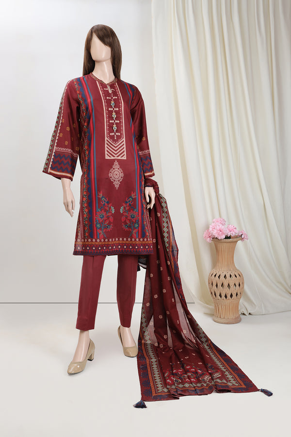 Unstitched Printed Lawn 2 Piece (Shirt/Dupatta)