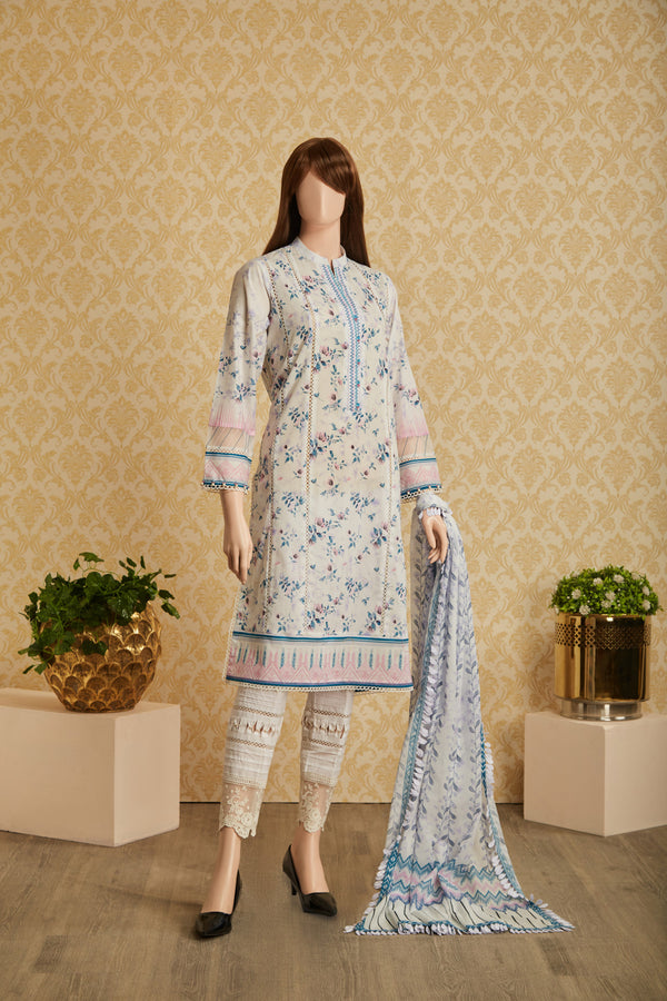 Unstitched Printed Lawn 3 Piece