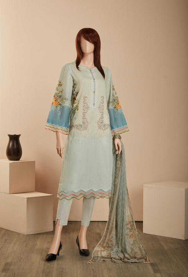 Unstitched Printed Lawn 3 Piece With Chiffon Dupatta