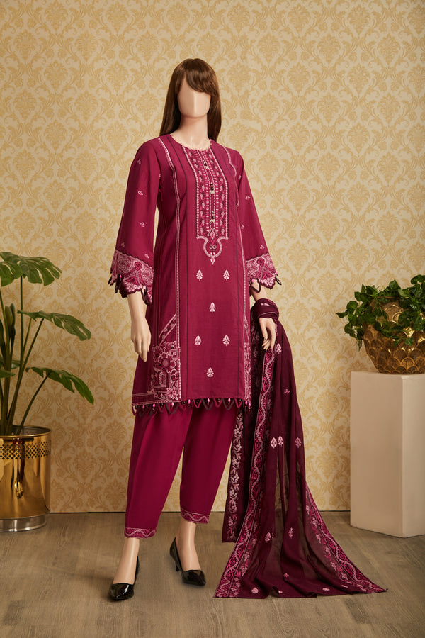 Unstitched Embroidered Cotton Jacquard 3 Piece