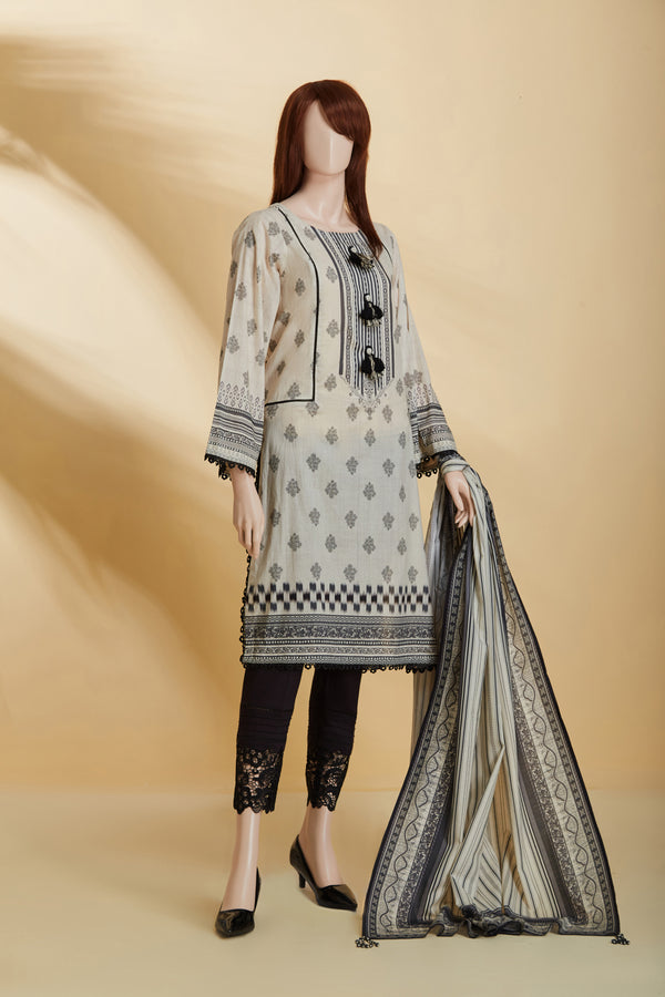 Unstitched Printed Lawn 2 Piece (Shirt/Dupatta)