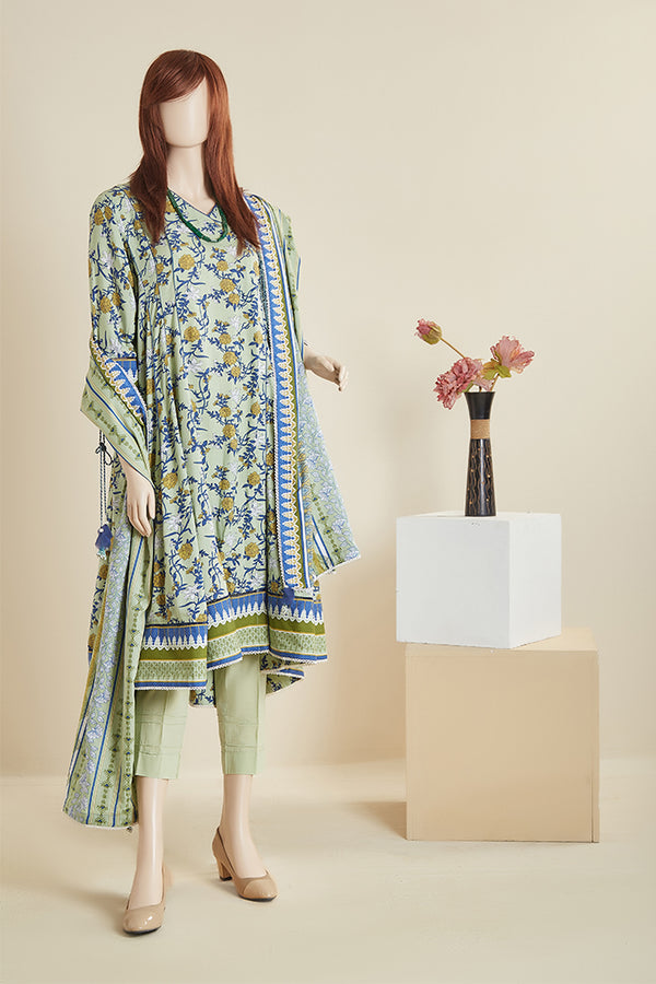 Unstitched Printed Linen 2 Piece (Shirt/Dupatta)