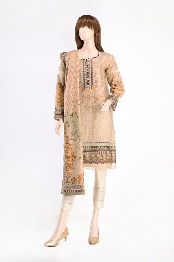 Unstitched Printed Lawn 2 Piece (Kameez Dupatta)