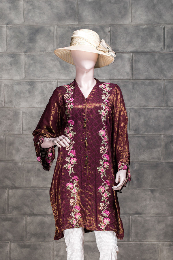 Zari Mesuri (Luxury Pret) LUXURY PRET SAYA Maroon S Zari Mesuri