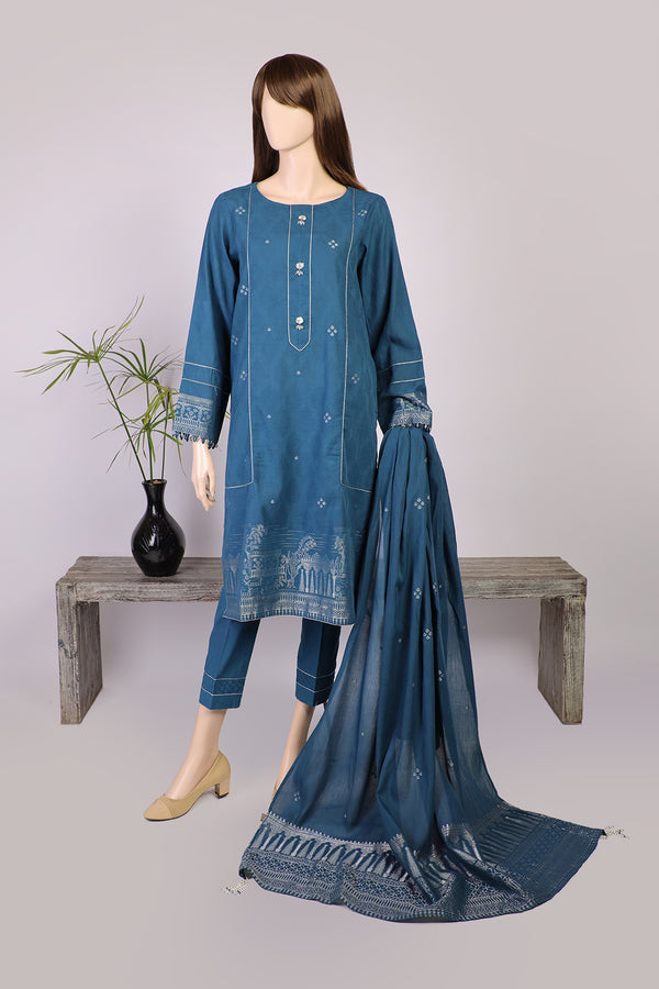 Unstitched Jacquard Cotton 2 Piece (Shirt/Dupatta)