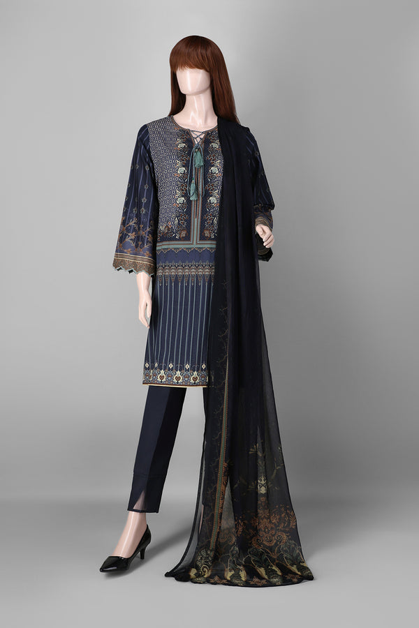 Unstitched Printed Lawn 2 Piece (Shirt/Dupatta) With Chiffon Dupatta