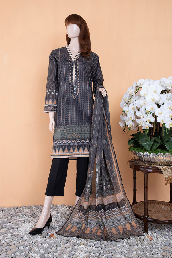 Unstitched Printed Lawn 2 Piece (Shirt/Dupatta)