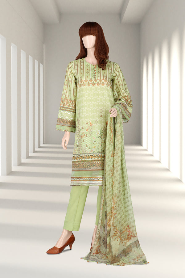 Unstitched Printed Lawn 2 Piece (Shirt/Dupatta) with Chiffon Dupatta