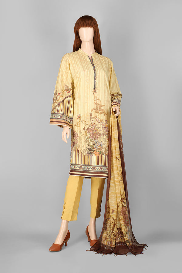 Unstitched Printed Emb Lawn 2 Piece (Kameez Dupatta)