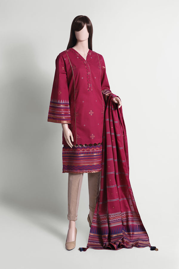 Unstitched Jacquard Cotton 2 Piece (Shirt/Dupatta)