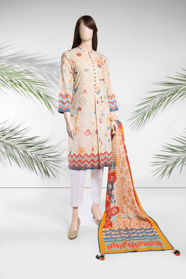 Unstitched Printed Lawn 2 Piece (Shirt/Dupatta)