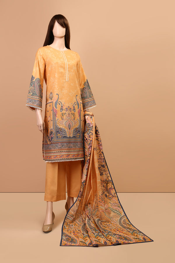 Printed Khaddar Stitched 3 Piece