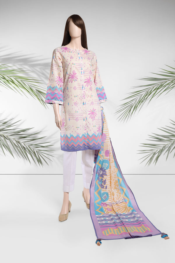 Unstitched Printed Lawn 2 Piece (Shirt/Dupatta)